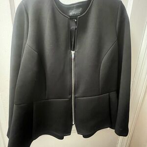 Eloquii Black scuba zip front peplum blazer